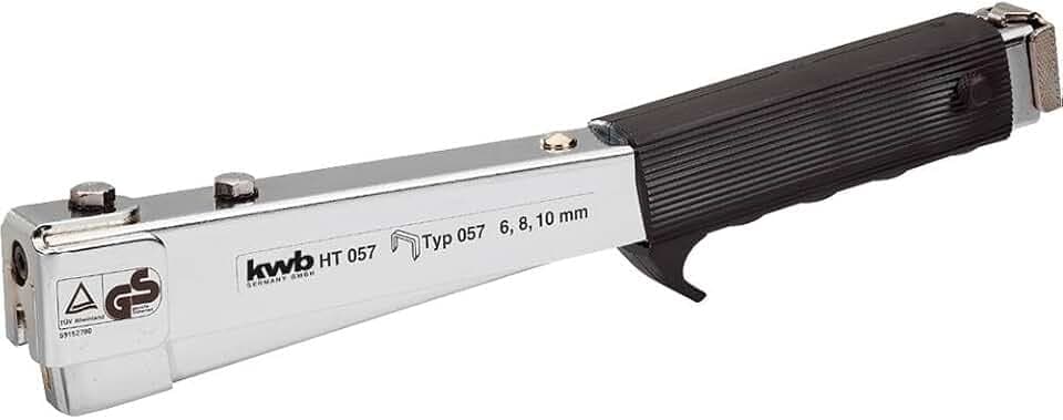 kwb Hammertacker HT 057 für Klammern 6 -10 mm | Edelstahl | Handtacker-Funktion mit Fingerschutz | Magazin für bis zu 160 Klammern |