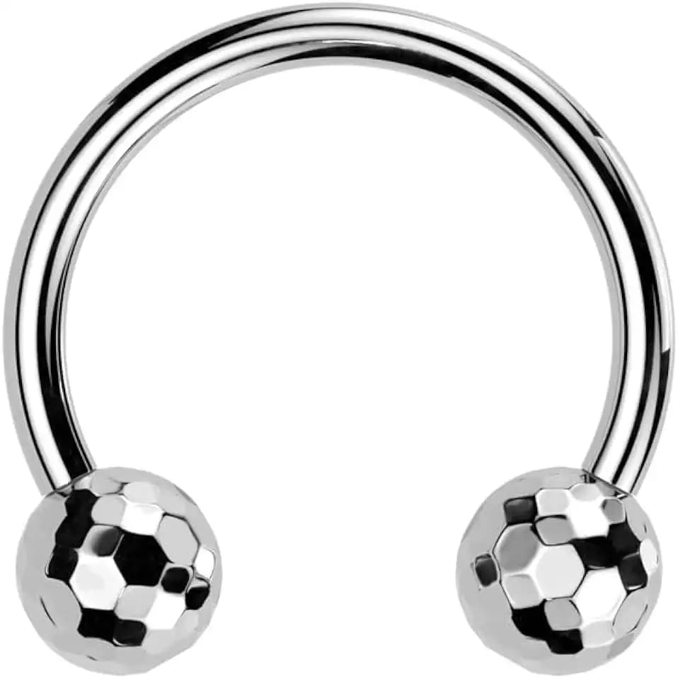Pierced Owl 16GA F-136 Implant Grade Titanium Threadless Push-In Faceted Ball Ends Horseshoe Circular Barbell
