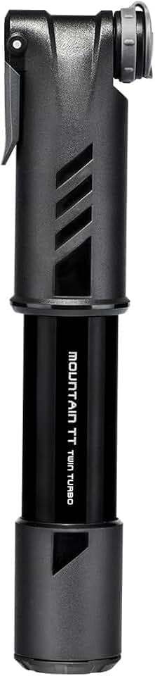 Topeak Mountain TT Twin Turbo Pump, 120 Psi/ 8.3 Bar, Fits Presta, Schrader, and Dunlop Valves