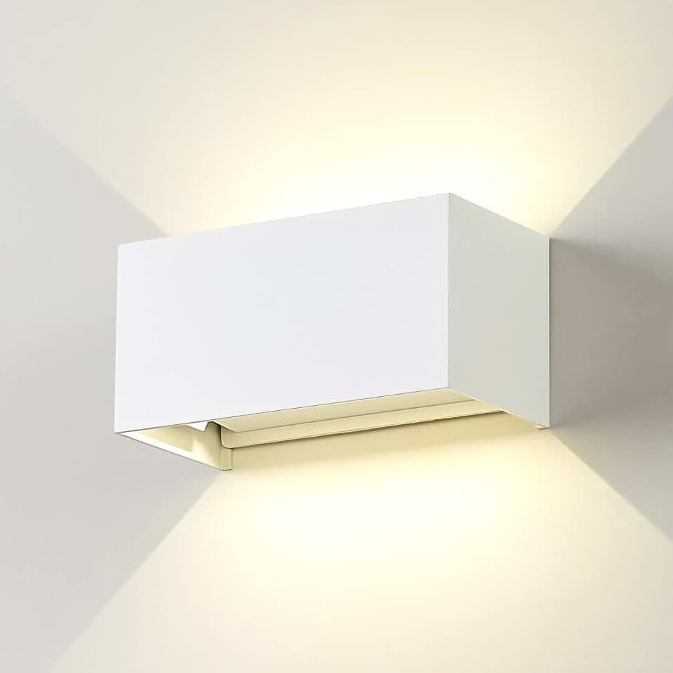 20W Dekorative Wandlampen,wasserdicht IP65 LED-Wandbeleuchtung im Innen-und Außenbereich, Einstellbarer Lichtstrahl, Außenwandleuchten 4000K Naturweiß (Weiß/Naturweiß)