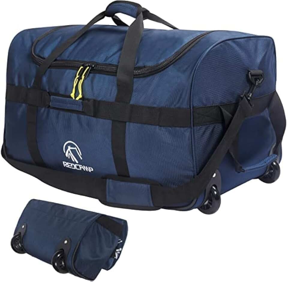 REDCAMP Reisetasche mit Rollen, große faltbare Reisetasche mit Rädern, Schwarz, 85L/120L/140L
