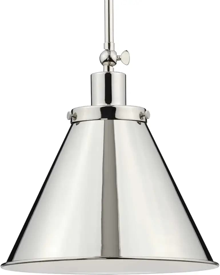 Progress Lighting P500325-104 Transitional One Light Pendant from Hinton Collection in Polished Nickel Finish,
