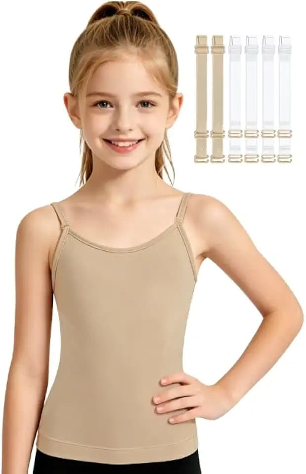 DANSHOW Girls Nude Tank Top Adjustable Cami Dance Undershirts
