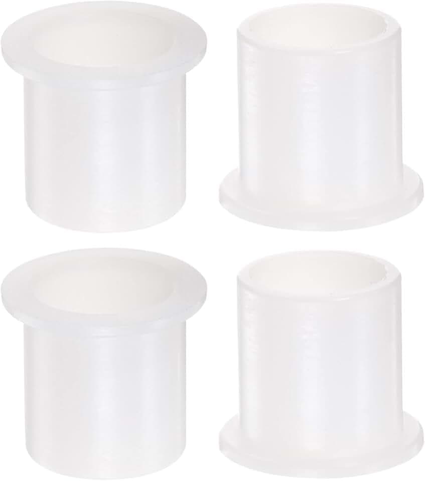sourcing map 4 Stück Flanschhülsenlager, 20 mm Bohrung, 24 mm Außendurchmesser, 26 mm Länge, Nylonbuchsen für Welle, Weiß