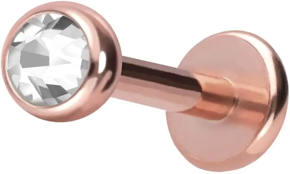 PIERCINGLINE Chirurgenstahl Labret Stecker KRISTALL Piercing Lippe Ohr Nase Farb & Größenauswahl