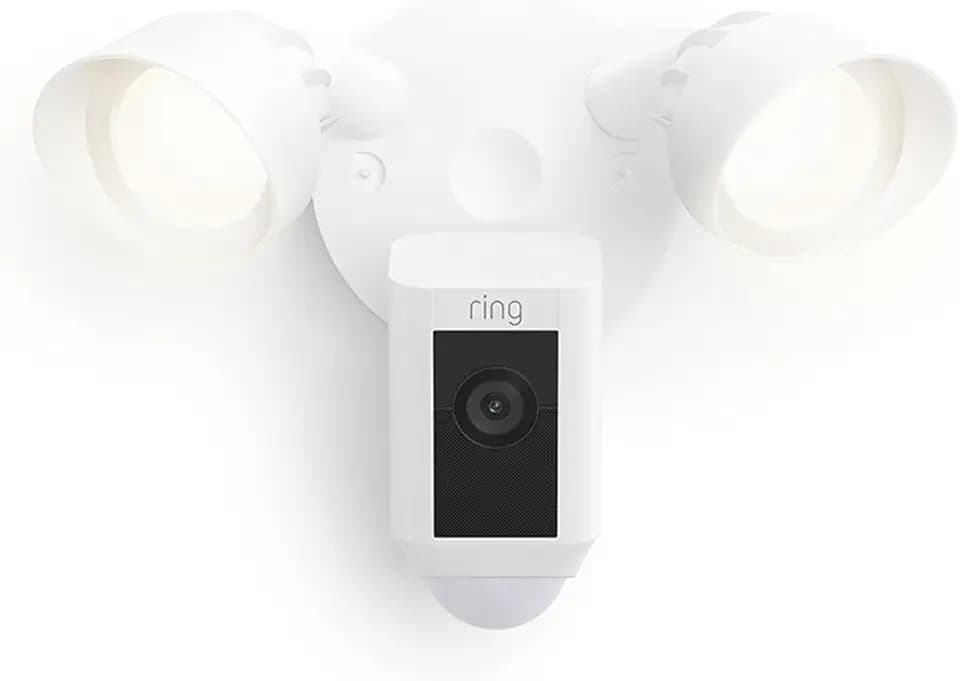 Ring Floodlight Cam Wired Plus, Outdoor Home or Business Security with Motion-Activated 1080p HD Video and Floodlights, White