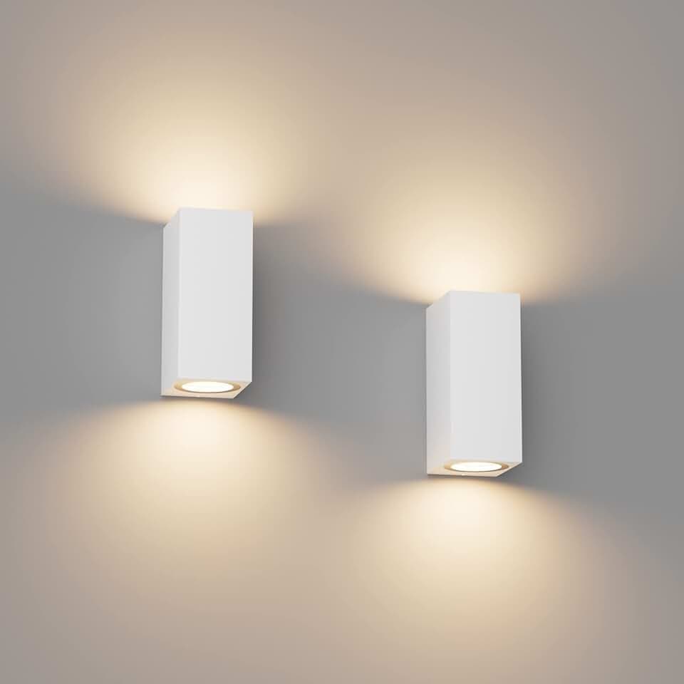 Klighten 2 Stück GU10 Außenwandleuchte Weiß außenlampe, ohne Glühbirne