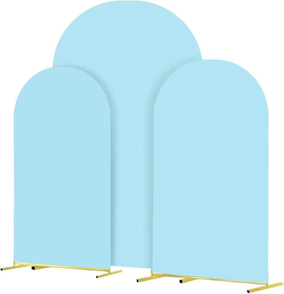3-Piece Arch Cover for Wedding, Arch Spandex Fitted Covers 6FT 6.6FT 7.2FT Round Top Chiara Wedding Backdrop Covers Compatible for Birthday, Indoor Outdoor Party (Light Blue)