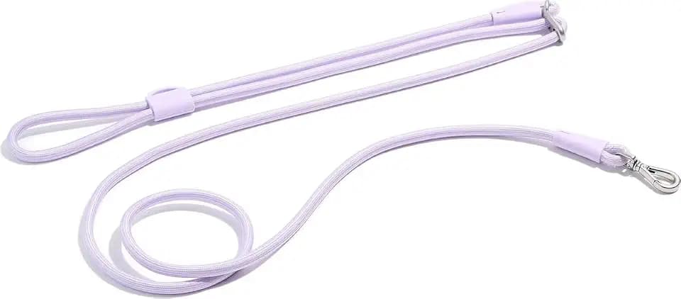Wild One Hands-Free Adjustable Rope Dog Leash, Standard: 4' to 8.5' Long, .5" Wide, Adjustable for Crossbody, Waist & Handheld Lilac