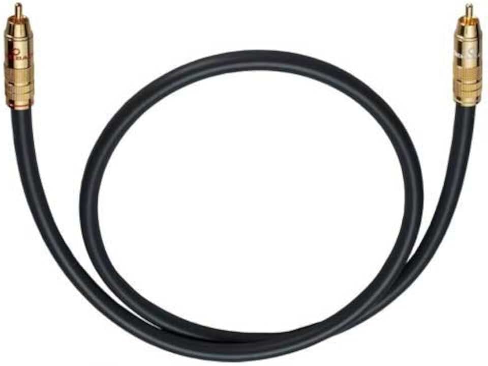 OEHLBACH NF 214 Subwoofer-Kabel - Hochwertiges Cinch-Kabel für kraftvollen Bass, versilberte Kupferleiter (SPOFC), 24kt. vergoldete Kontakte, optimale Signalübertragung, 1 Meter, Anthrazit