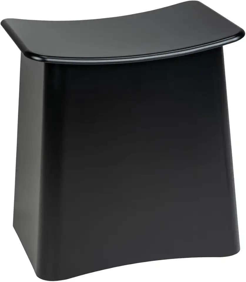 WENKO Badhocker Mod. Wing 2 in 1 Sitzhocker und Wäschekorb mit Deckel und herausnehmbarem Wäschesack Kunststoff 33 L 45 x 48 x 33 cm Schwarz