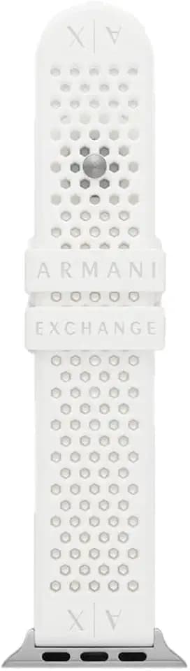 Armani Exchange Herren-Silikonarmband für Apple Watch®, individuelle Passform für 42/44/45 mm mit Einzelknopf-Steckverschluss