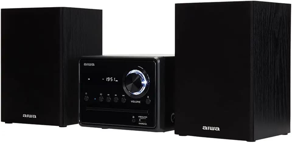 Aiwa MSBTU-300 Micro-HiFi-System mit Bluetooth, CD, USB, FM-Radio, Schwarz