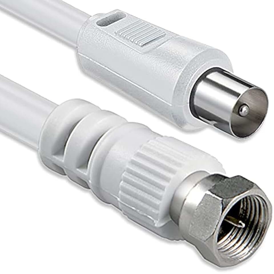 1aTTack.de 1x 2,5m SAT Adapterkabel F-Stecker/Koax-Stecker 75dB Weiß