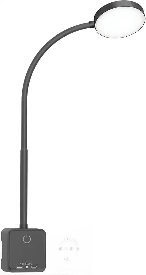 LED Wandleuchte Innen mit Stecker, Leselampe Wand Steckdosenlampe Dimmbar Schwarz, 3er Lichtfarb Modi, 110° Breiter Lichtwinkel für Schlafzimmer Wohnzimmer, USB Ausgangs Ladefunktion