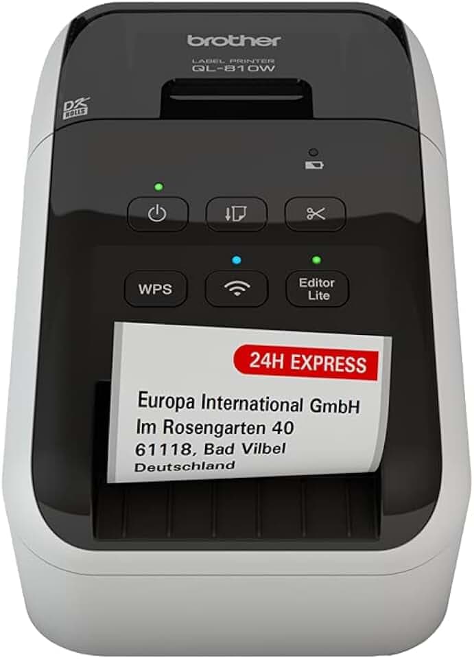 Brother QL-810W Professional Label Printer, USB & WiFi, Ultra-Fast 110 Labels per Minute, Monochrome, Black & Red, Standard Address