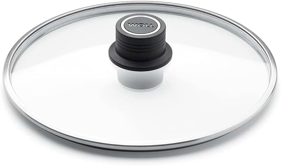 Woll ECO LOGIC SAFETY GLASS LID 8" Made in Germany. Clear,Heat-Resistant Tempered Glass with a Secure Steam-Vented Fit. Dishwasher & Oven Safe to 392F