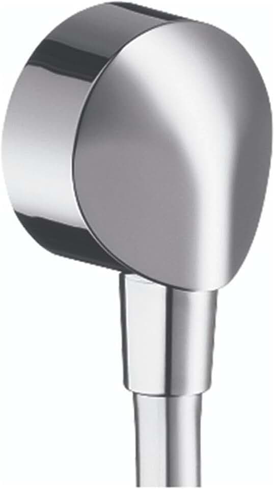 hansgrohe FixFit Handheld Shower Wall Outlet 1/2-inch Thread Connection Round Modern Flush Mount in Chrome, 27458003