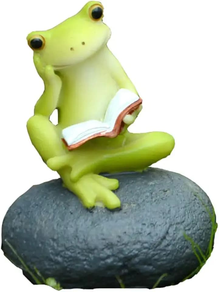 Fairy Garden Frog Statue- Thinking Frog on Rock