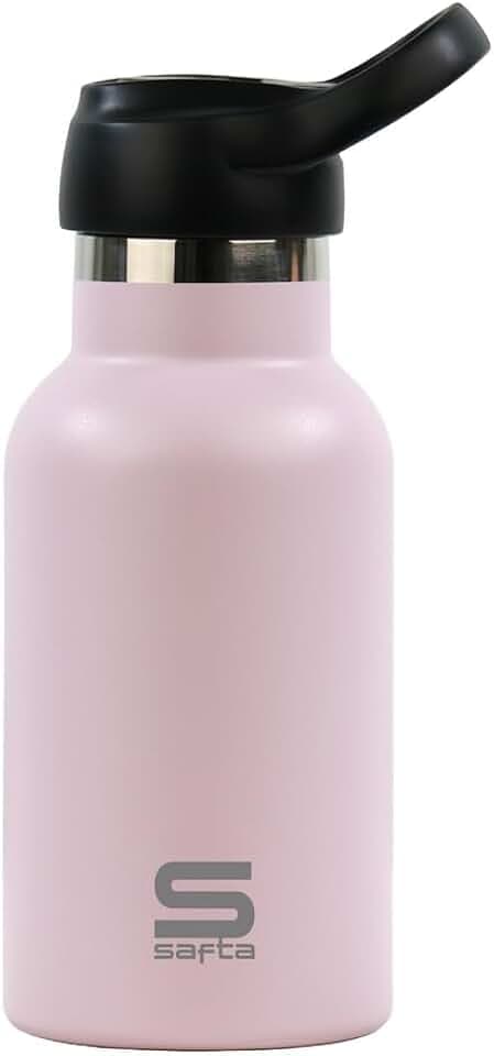 Safta Rosa Empolvado - Thermosflasche, Wasserflasche, Edelstahl, doppelt isoliert, 12 Stunden Heißgetränk und 24 Stunden Kaltgetränke, 350 ml, 7,3 x 19,5 cm, Puderrosa, M, Casual
