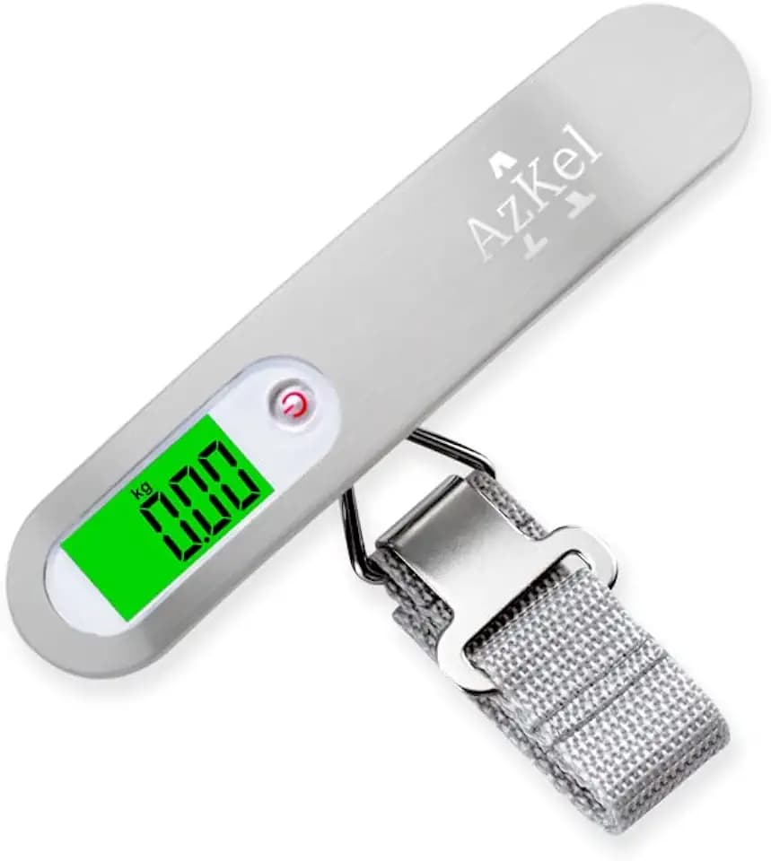 AzKel Gepäckwaage, elektronisch, tragbar, max. 50 kg (LB, G, Oz,kg), Tara-Funktion, Verriegelung, Gewicht, Batterie im Lieferumfang enthalten, für Reise/Post/Shopping