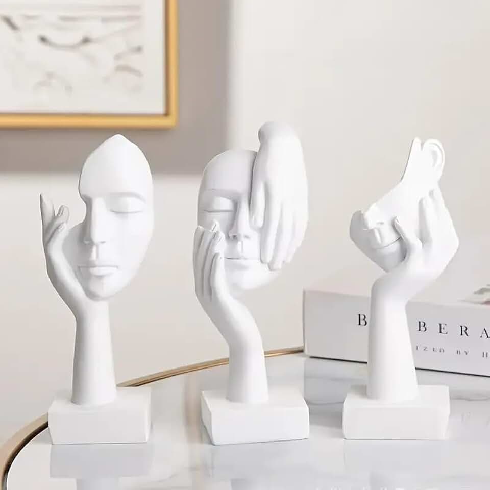 skulptuHeimdekoration, statuen deko Wohnzimmer, skulptur deko modern, Statue deko groß, skulpturen ständer Akzentkunst Frau Gesicht Statue Sammlerstück (Weiß)