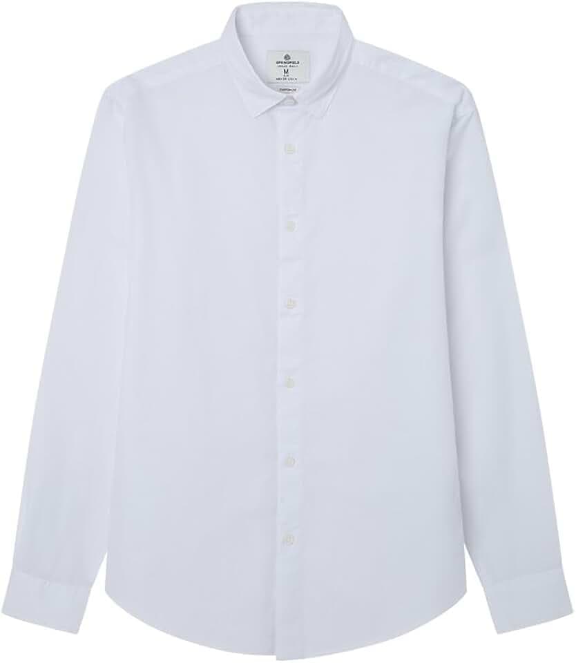 Springfield Herren Camisastructuredailyls Zweifarbiges Hemd (1er Pack)