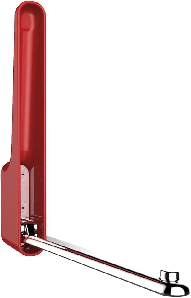 WENKO Klapphaken Premium Omega, klappbarer Wandhaken zum Anbohren, mit Abrutschsicherung, modernes Design, Kunststoffgehäuse und Stabiler Metallhaken, 2,5 x 18 x 3,5 cm, Rot