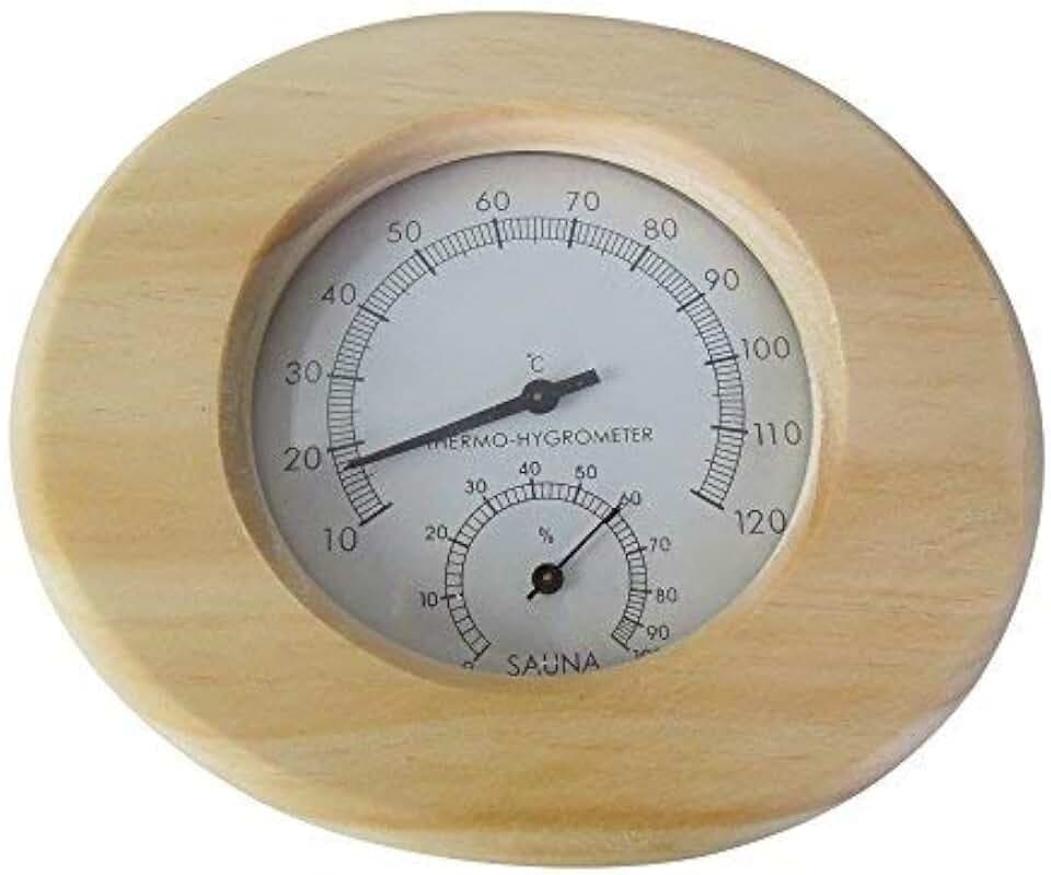 Sauna Thermometer und Hygrometer aus Massivholz in oval