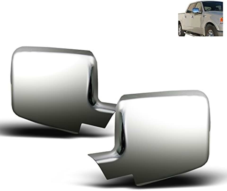 Side Mirror Covers Trim Moulding Bezel Chrome Compatible with 2004-2008 Ford F-150 XLT / FX4 / Lariat