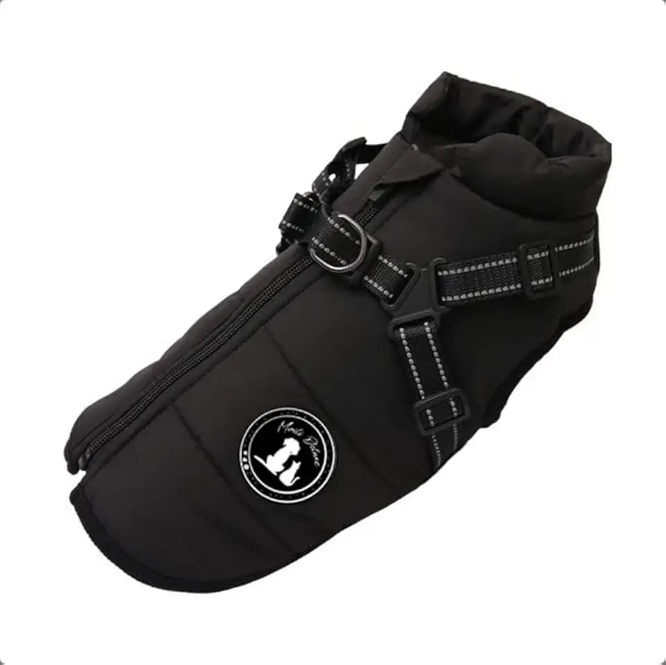 Hundejacke Winterweste Jacken Hundemantel Hundepullover Haustier Skifahren Kostüm Ärmellose Baumwolle Gepolsterte Weste Mit Brustgurt Gurt (Schwarz, M)