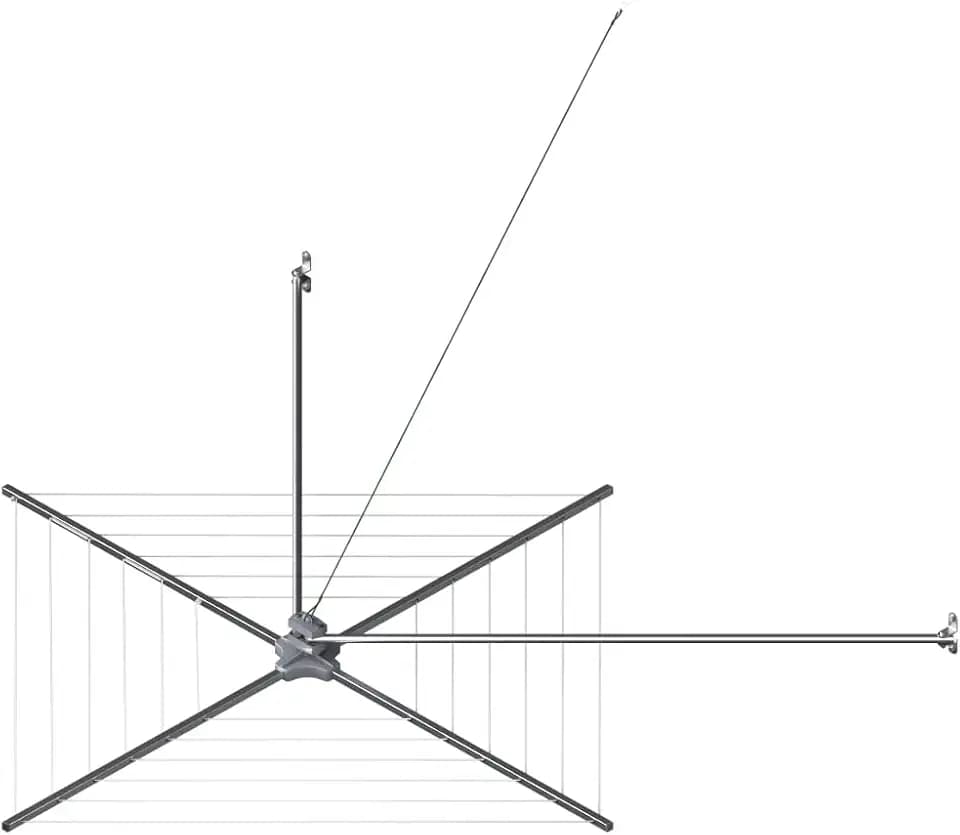 Cuncial - Wäscheständer B2 | Drehbarer Wäscheständer in Flügelform | Aus Edelstahl und Aluminium | Maße: 110 x 110 cm | 18 m Trockenlänge | Für Innen- und Außenbereich