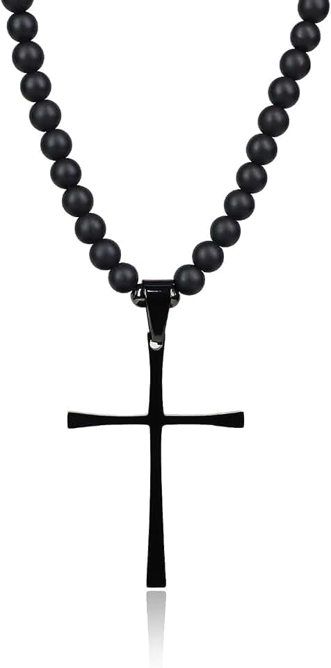 COAI Herren Perlenkette mit Kreuz