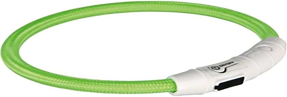 TRIXIE Flash Leuchtring USB, TPU/Nylon, L–XL: 65 cm/ø 7 mm, grün
