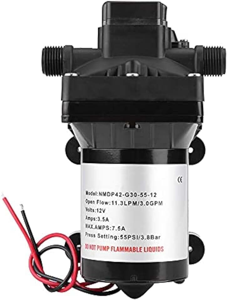 12V Selbstansaugende Wasserpumpe, Membranpumpe mit Automatischem Druckschalter, 3 GPM/11,4 LPM, 55 PSI