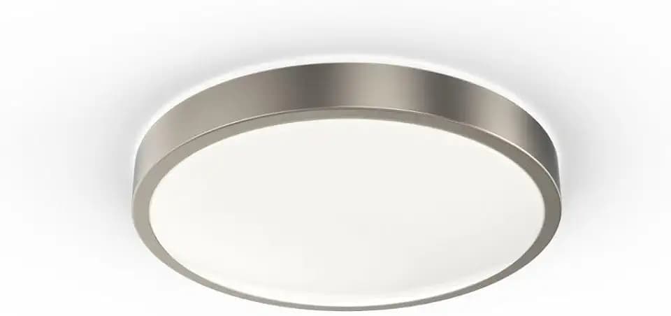 Juno 14 Inch Round LED Flush Mount Ceiling Light, Lacuna Series Low Profile Modern Ceiling Light Fixture, 5-in-1 Switchable White Color Temperature, Dimmable, Brushed Aluminum