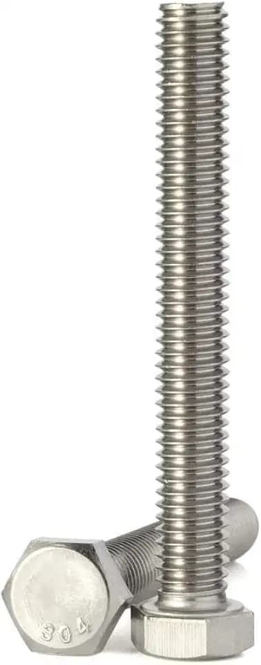 Mellewell 1/4-20 x 5 Hex Head Screw Bolt, Fully Threaded, Stainless Steel 18-8, Plain Finish, Quantity 10