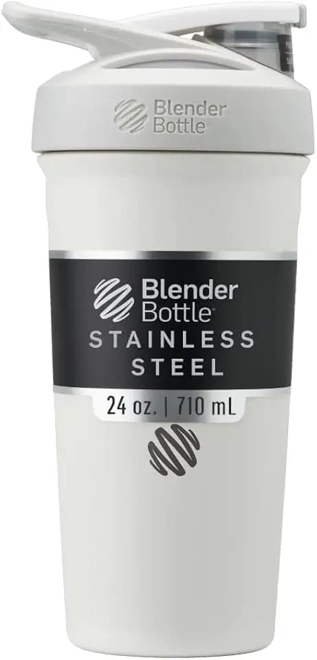 BlenderBottle Sport Flip Stainless Steel Shaker Bottle 24 oz White
