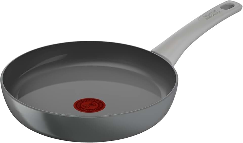 Tefal C42704 Renew On Bratpfanne 24 cm, Keramikversiegelung, aus recycelten Materialien, Thermo-Signal für alle Herdarten Induktion, Unbedenklich, Grau