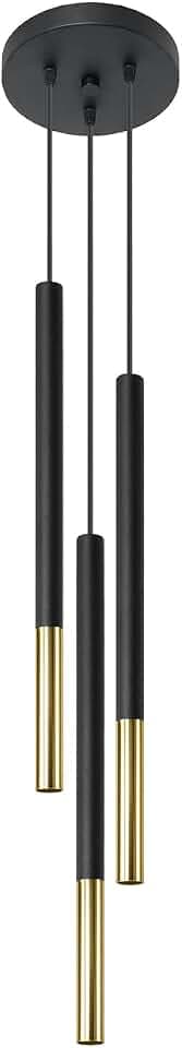 SOLLUX lighting Hängelampe Pendelleuchte Hängeleuchte - Deckenlampe Stahl - 3 Flammig - LED Lampe Glühbirne - Schwarz Golden Mozaica