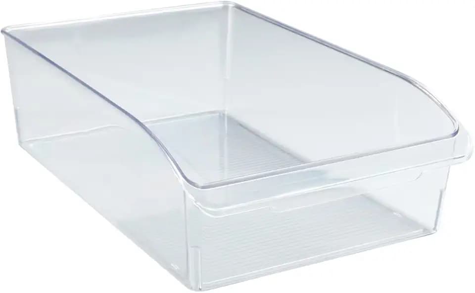 WENKO Kühlschrank-Organizer L, Aufbewahrungsbox für Kühl- und Vorratsschrank zum Sortieren von Lebensmitteln, lebensmittelecht, transparentes Design, 20 x 9,5 x 31 cm, aus robustem PET
