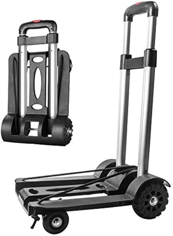Klappbare Sackkarre, Transportwagen, zusammenklappbare Aluminium-Sackkarre, Mini-/Leichtgepäckwagen, Aluminium-Transport- und Sackkarre für Umzüge oder Getränkekisten bis zu 50 kg/110 lb