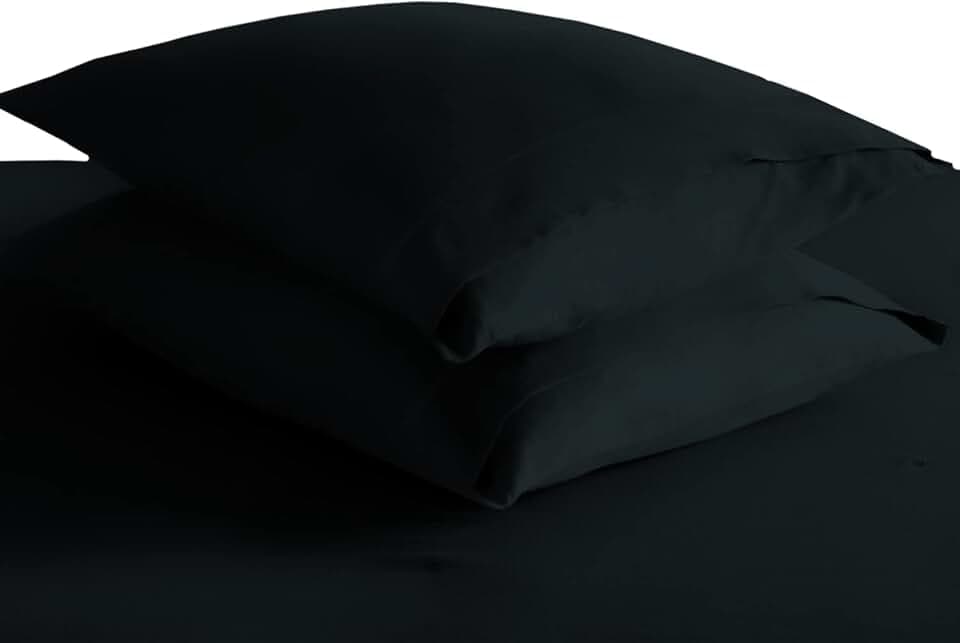 Pizuna 100% Cotton King Size Envelope Pillowcases 400 TC Black