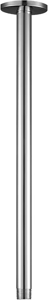 OFFO Shower Arm with Flange, 16 in Ceiling Mount Replacement Rain Shower Head Straight Arm Ceiling-Mounted For Fixed Shower Head & High Pressure Rain, Chrome