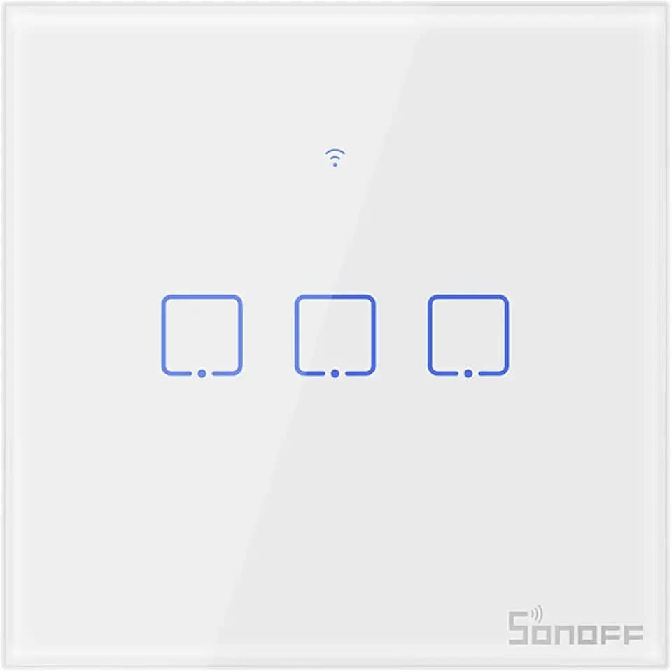 Sonoff T1 Smart Touch Switch, Wi-Fi RF Control Wand-Lichtschalter 1 2 3 Gang 86, Typ UK, Panel für Smart Home, weiß