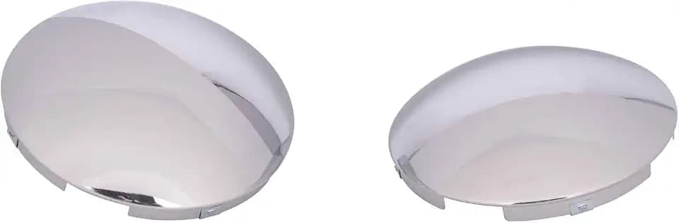 Hub Cap Covers for semi Trucks, 4 Even notches, Lips: 7/16", Chrome Metal, 2 PCS Pack(Dome, Chrome)