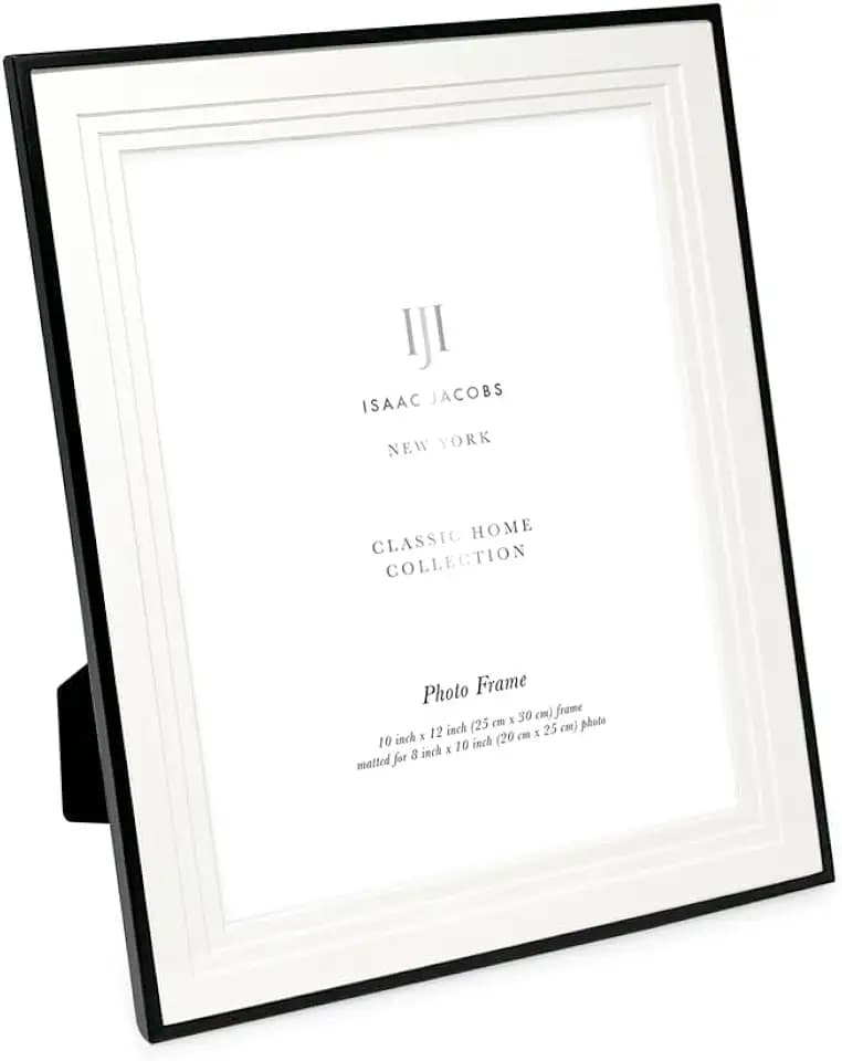 Isaac Jacobs 10x12 (Matted 8x10) Black Classic Metal Picture Frame w/Easel
