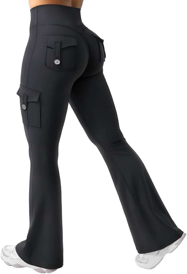 Women Workout Flare Leggings with Pockets High Waisted
