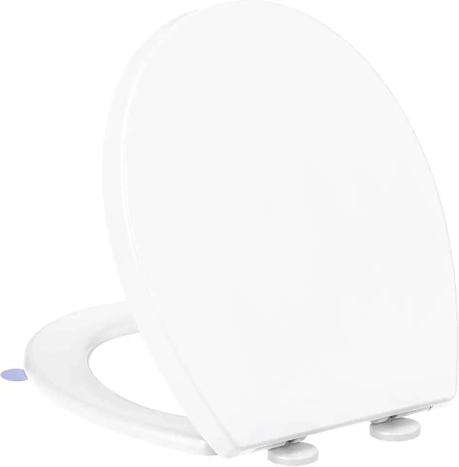 YEAUPE PRO Toilettendeckel mit Absenkautomatik, WC Sitz mit Quick-Release-Funktion und Softclose Absenkautomatik, Klodeckel mit Verstellbaren Scharnieren, Weiß, WC Sitz,44,6 * 37,2 * 4,4CM,Oval
