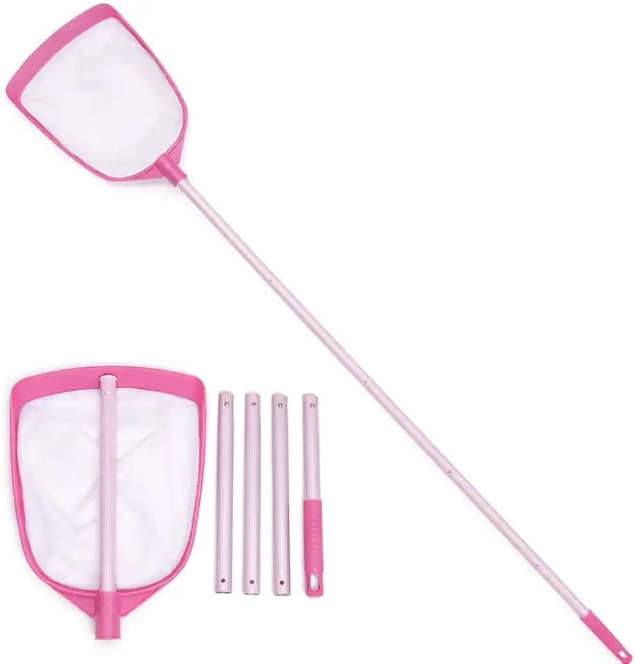 Leaf Skimmer with Pole, Fine Mesh Net, Lightweight, for Pool Surface Debris Removal